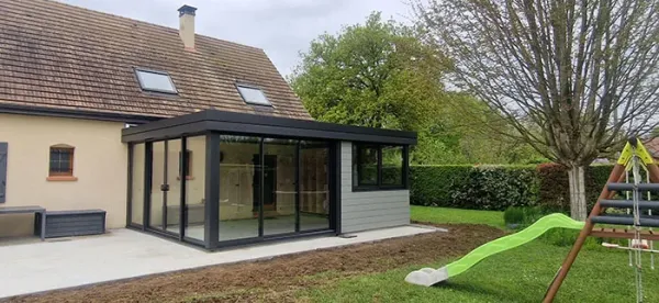 extension veranda aluminium moderne Le Mans
