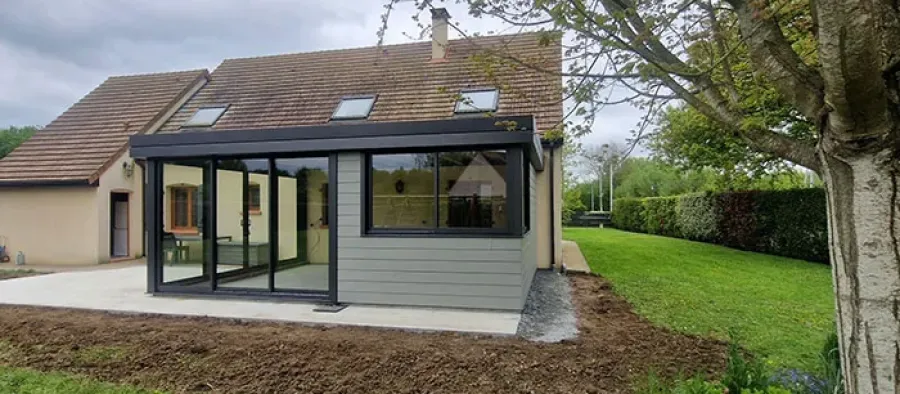 extension veranda aluminium moderne Le Mans