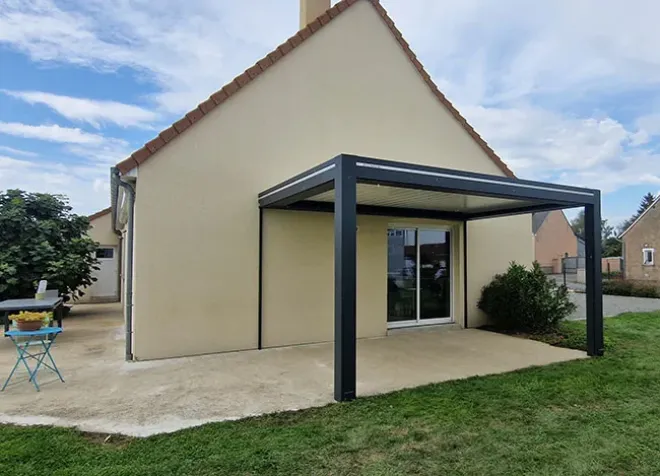pergola aluminium attenante maison teloche